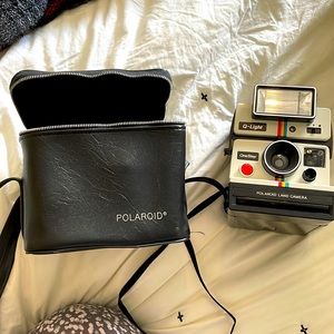 Vintage Polaroid with Leather Bag